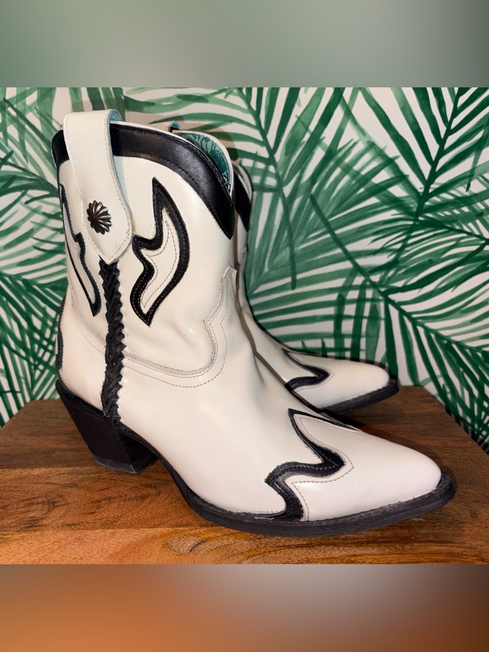 CORRAL White Braided Leather Western Boots Women’s 11 M